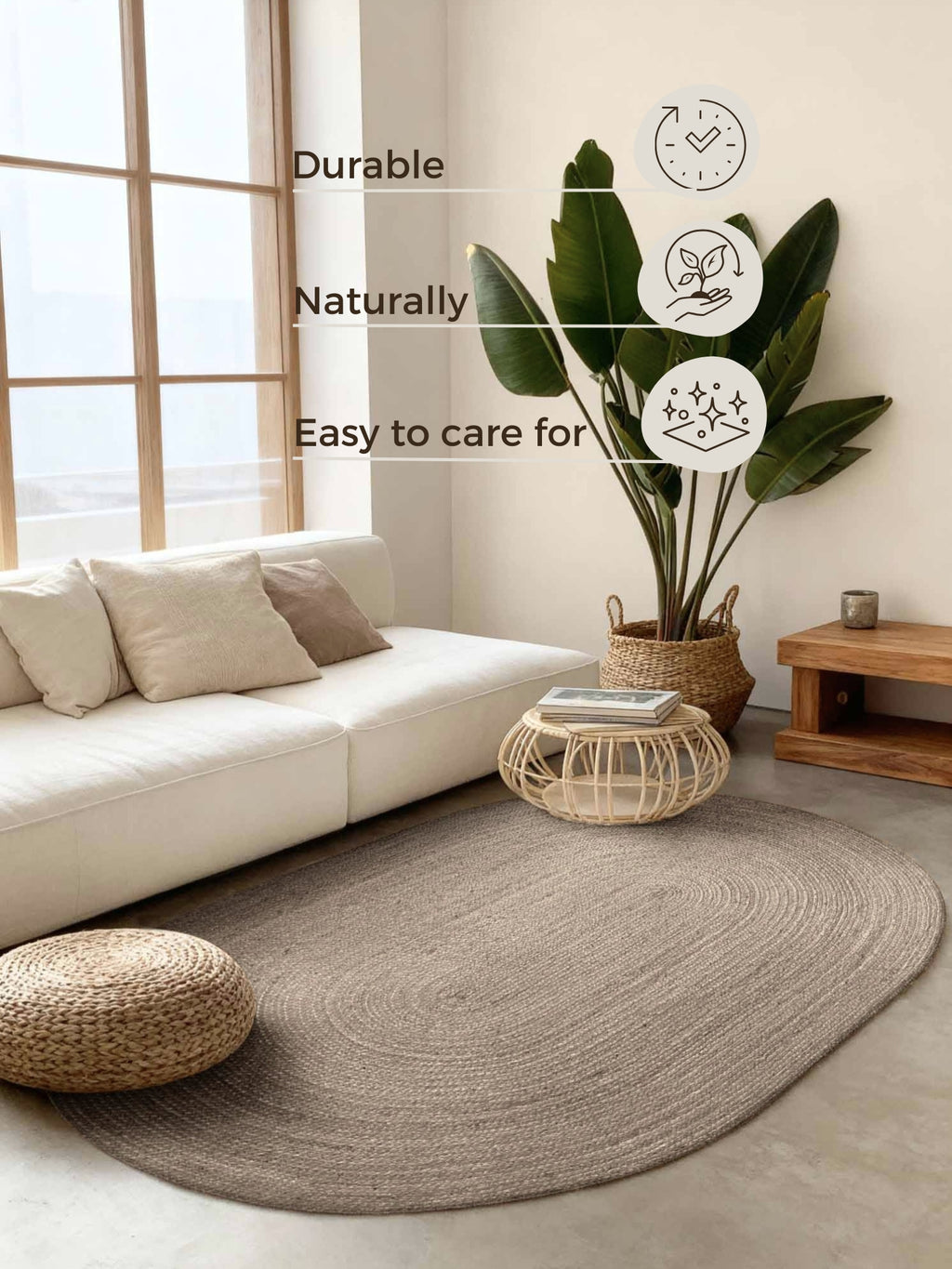Hanse Home Jute Braided Jutematta oval Rangpur natur grå brun