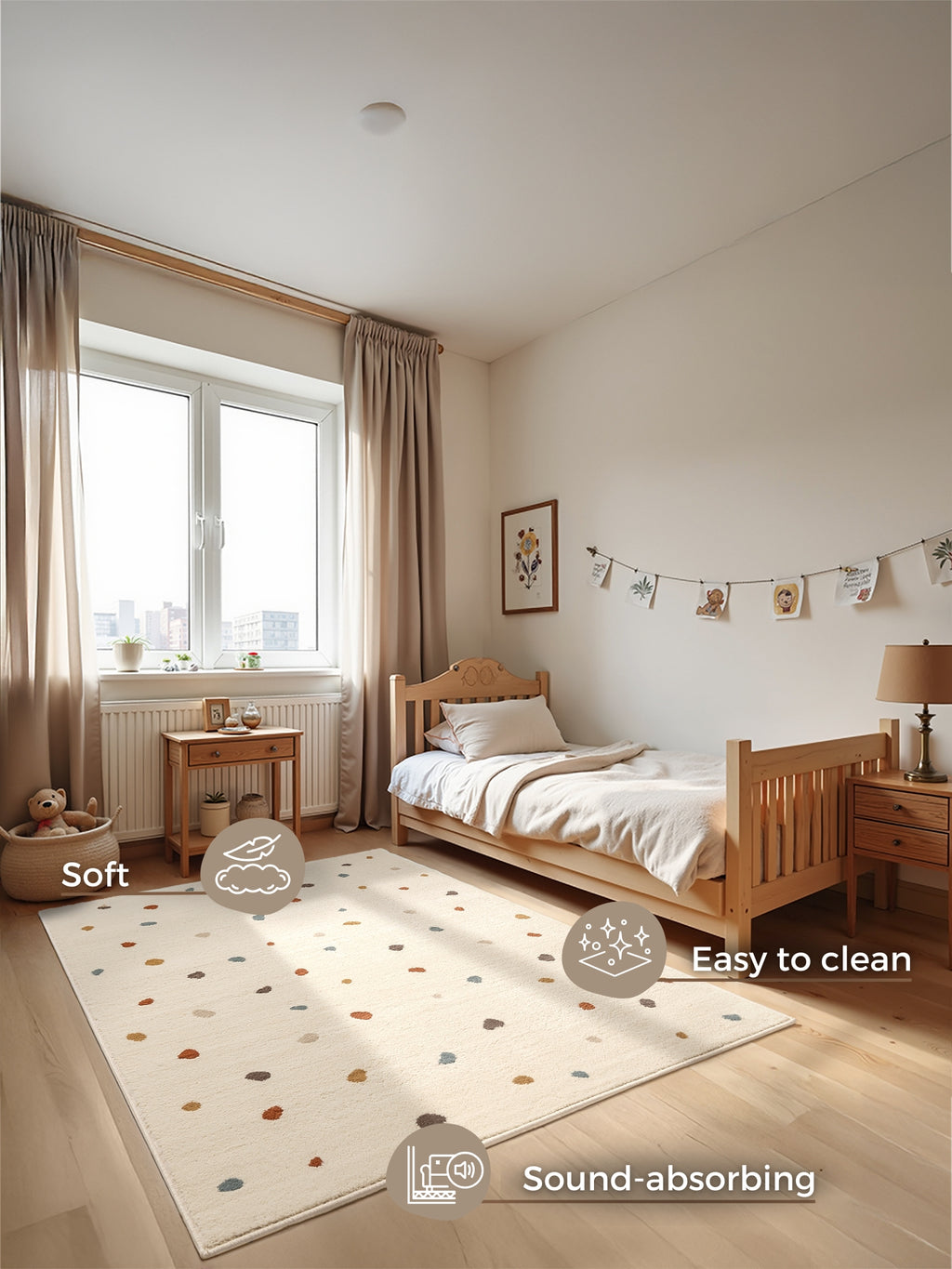 Hanse Home Adventures Barnmatta Funny Dots creme flerfärgad