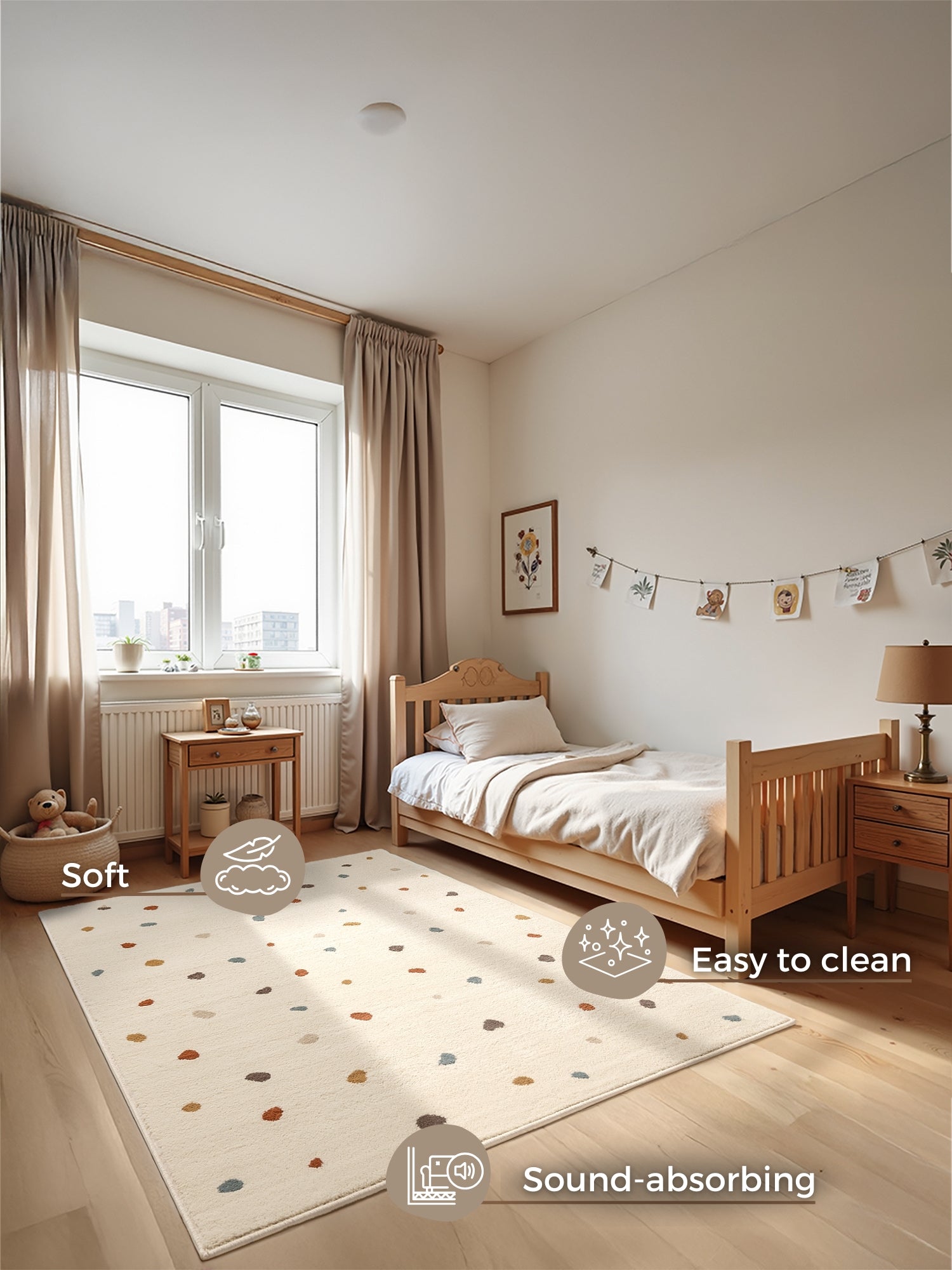 Hanse Home Adventures Barnmatta Funny Dots creme flerfärgad
