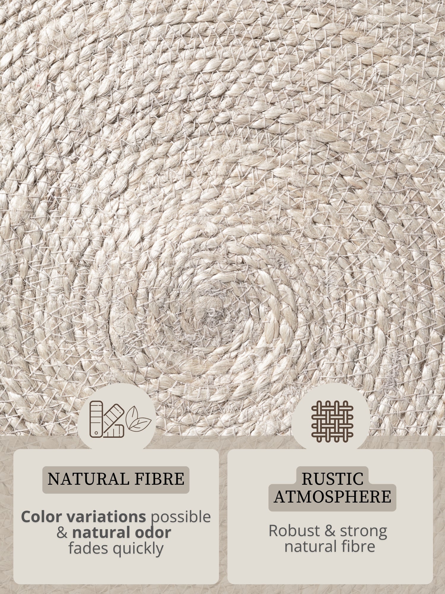 Hanse Home Jute Braided Jutematta rund Lina natur elfenben svart