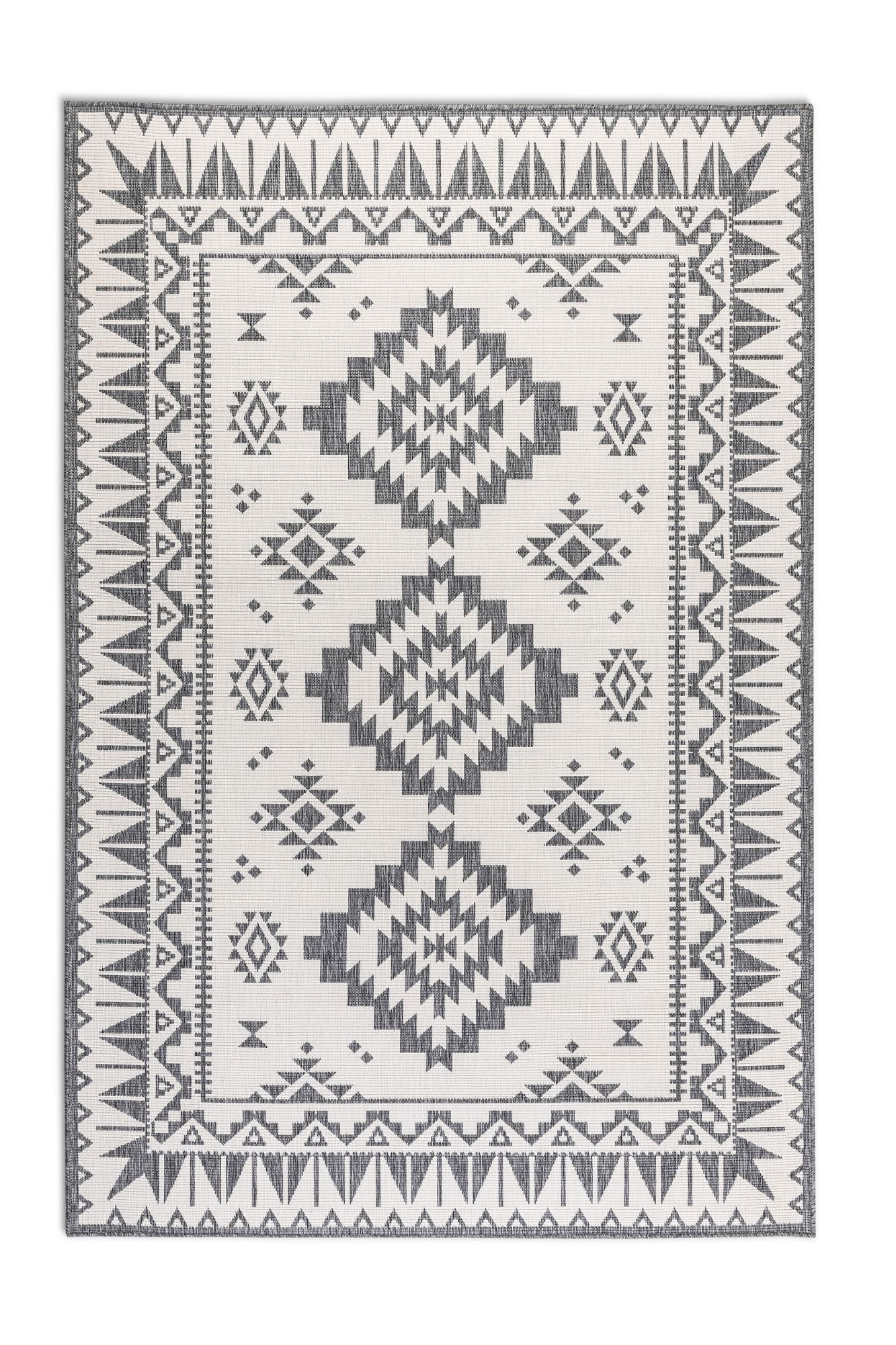 Elle Decoration Gemini Vändbar inom- och utomhusmatta Dynamic silver – ovanifrån
