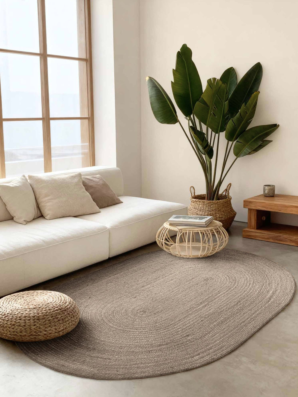 Hanse Home Jute Braided Jutematta oval Rangpur natur grå brun