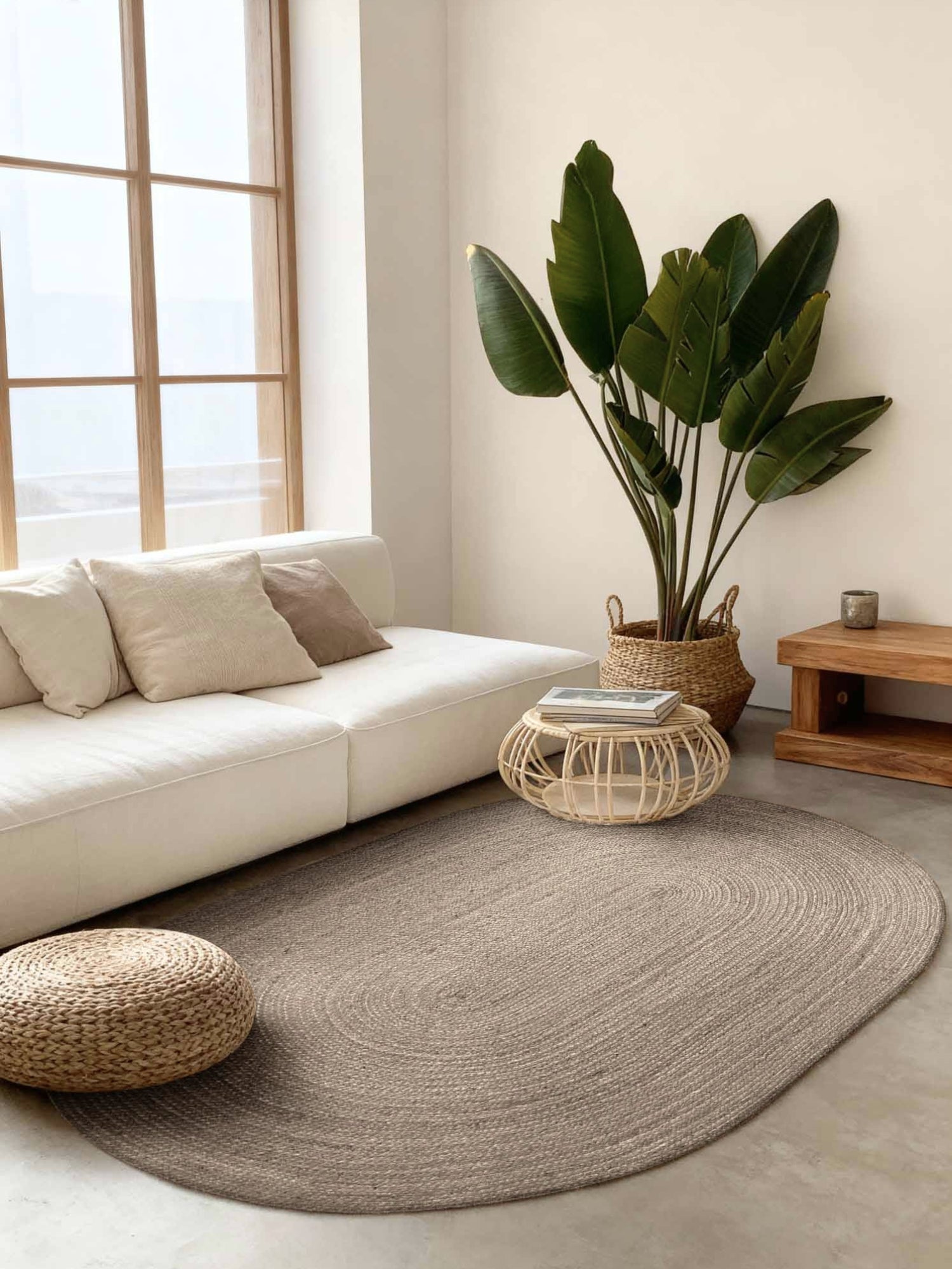 Hanse Home Jute Braided Jutematta oval Rangpur natur grå brun