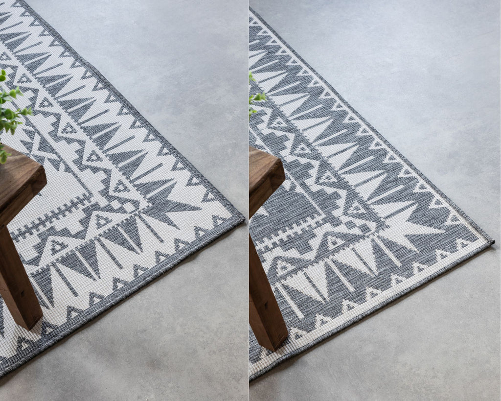 Elle Decoration Gemini Vändbar inom- och utomhusmatta Dynamic silver – detaljbild