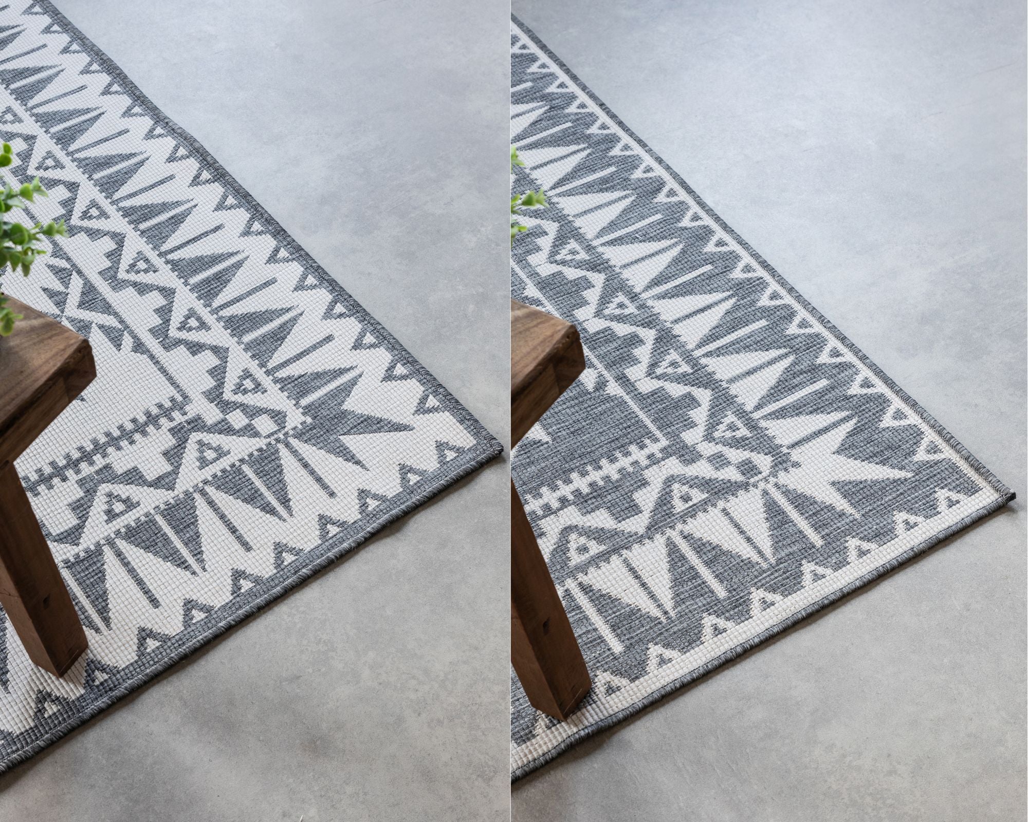 Elle Decoration Gemini Vändbar inom- och utomhusmatta Dynamic silver – detaljbild