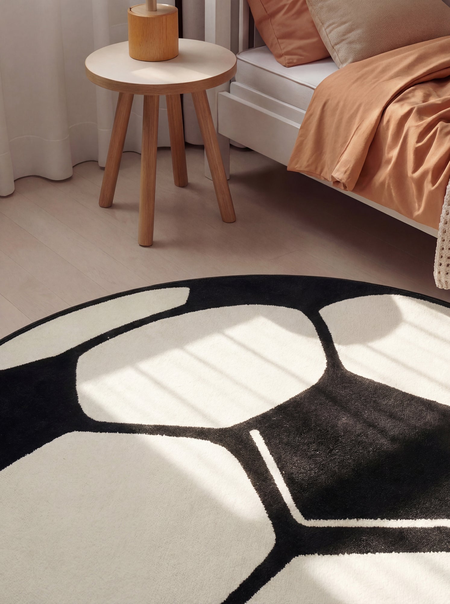 Designvelour fotbollsmatta rund