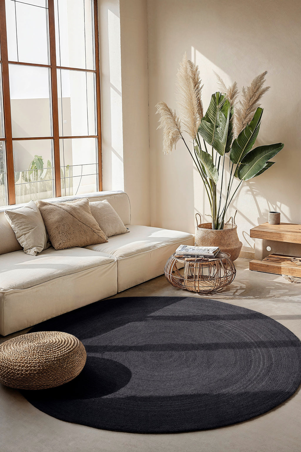 Hanse Home Jute Braided Jutematta rund Rangpur svart