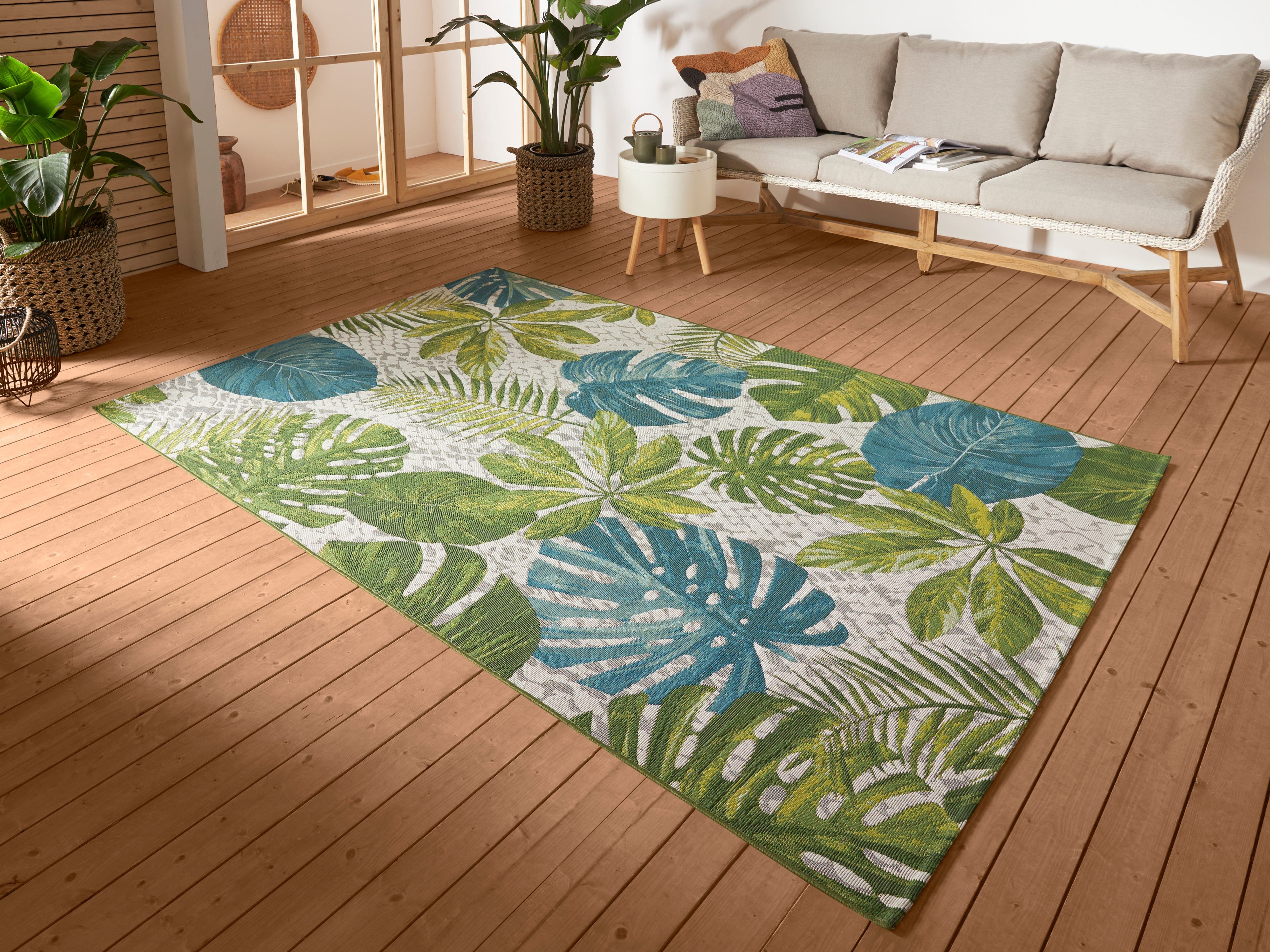 Hanse Home Flair Inom- och utomhusmatta Tropical Leaves Turquoise grön