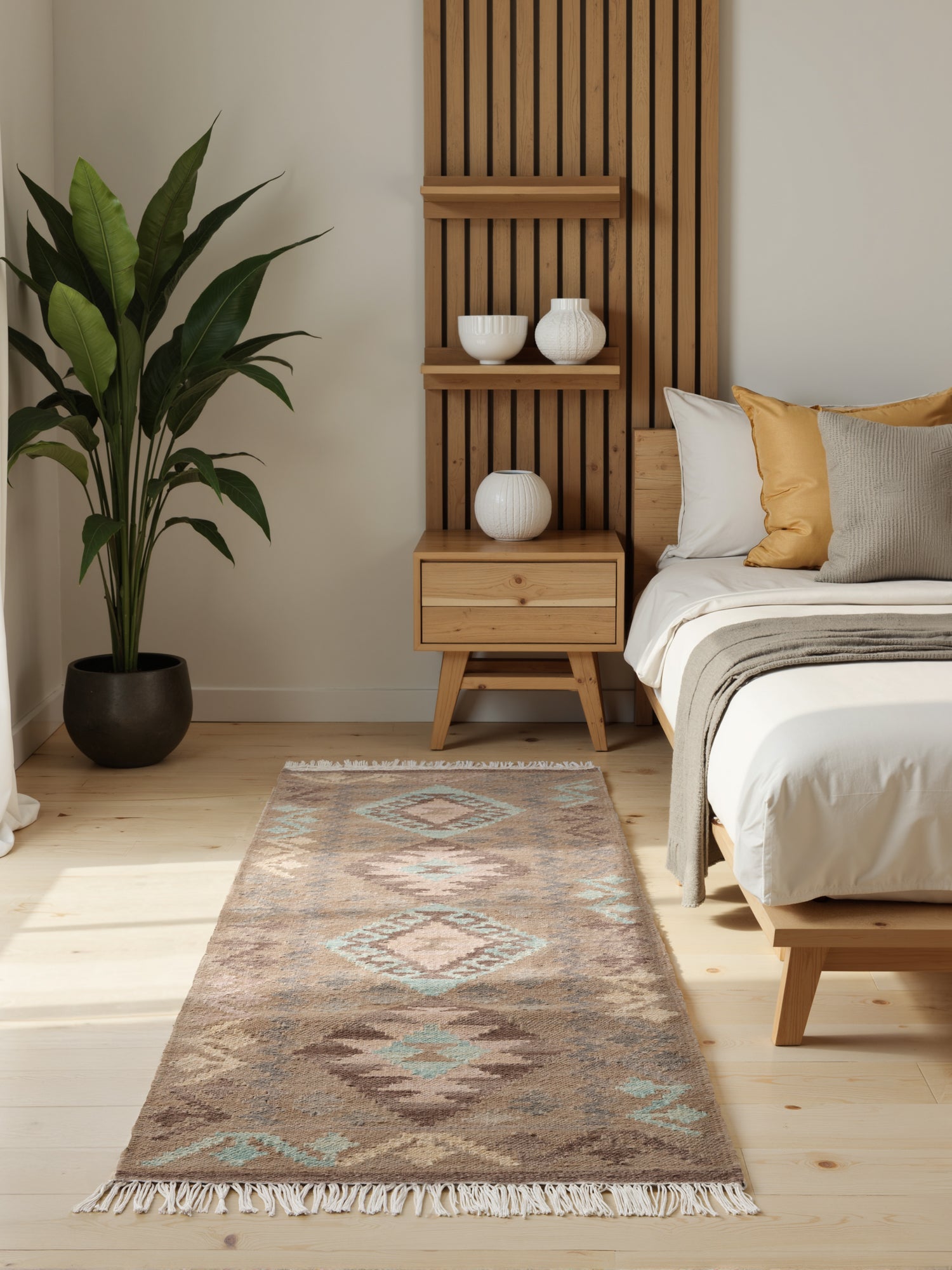 Hanse Home Kamal Afghansk kelimmatta Dune beige ljusblå